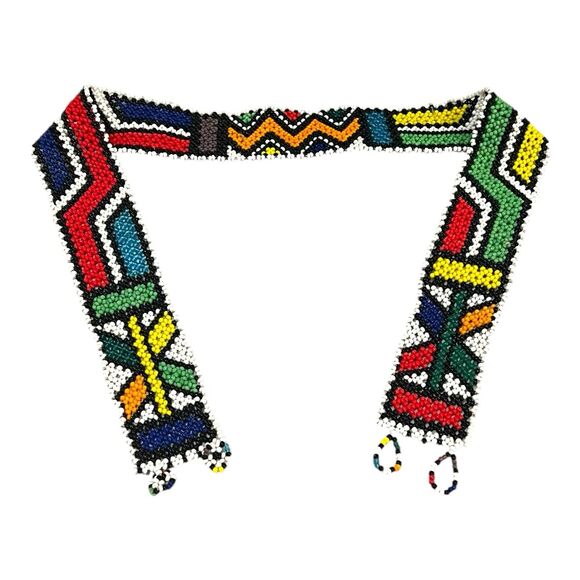 Vintage Handcrafted African Zulu Beaded 30” Belt Tribal Ethnic  Boho - Picture 5 of 9